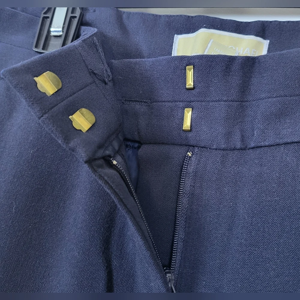 Michael Kors Womens Navy Blue Straight Leg‎ Career Preppy Pants Size 4 Academia